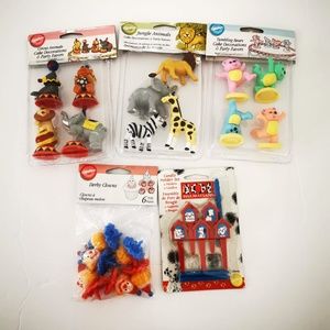 Wilton Cake Toppers Lot 5 Paks Circus Jungle Bears